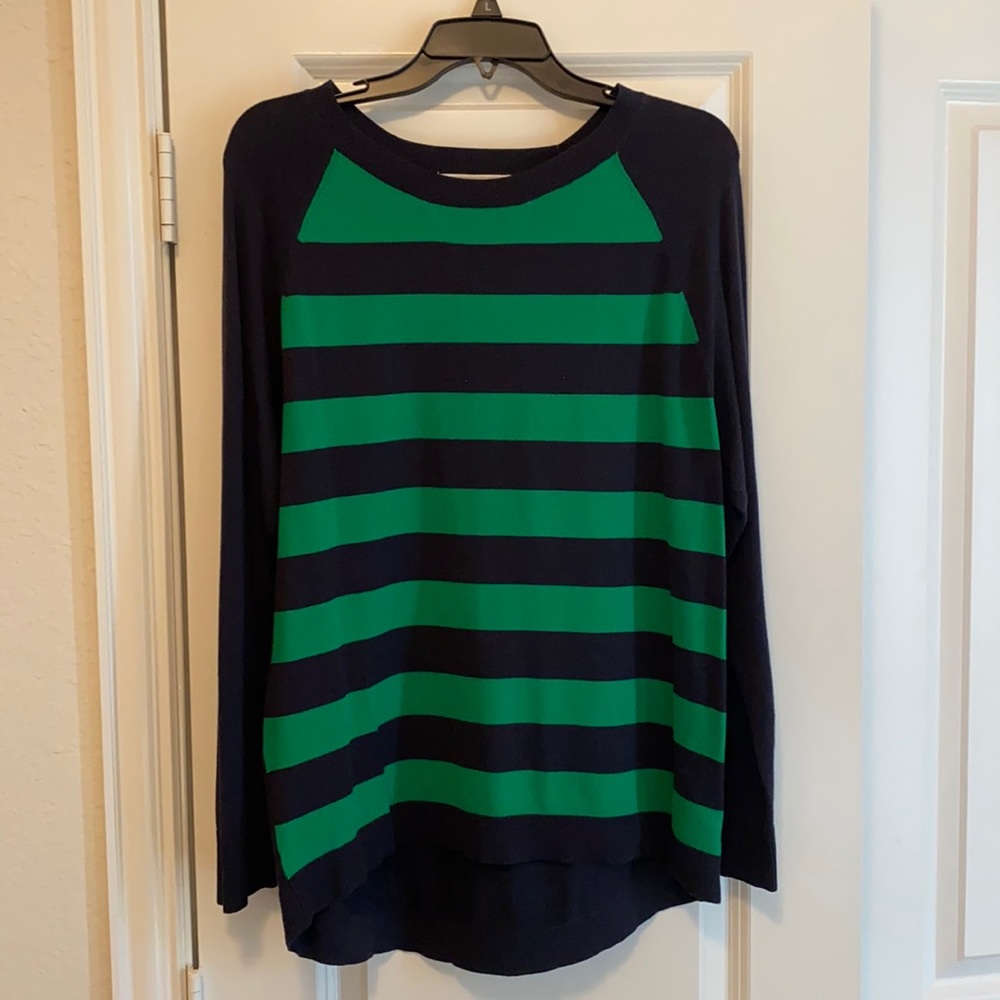 Michael Kors beautiful green and navy lightweight sweater. Size L.
